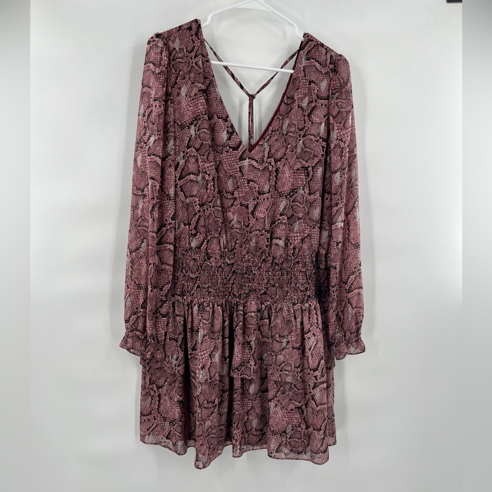 1.State boho tiered long sleeve dress size L purple